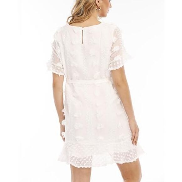 New SAVI MOM ~ Women's White Keyhole Back Baby Shower Mini Dress Size M - Picture 2 of 7